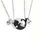 2 Pcs Stainless Steel Ying Yang Cat BFF Necklace Hugging Cats Heart Matching Necklaces For Best Friends Gifts