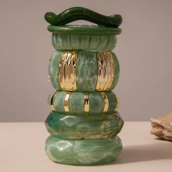16 Style Green Irregular Square Round Wide Bracelets Vintage Resin Acrylic Smudging Bangles Bracelets for Women Girl Jewelry