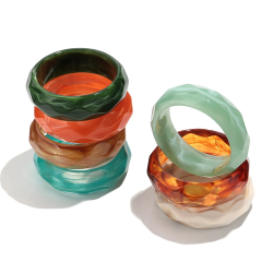 Bohomia Acrylic Statement Geometric Cross-Section Colorful Chunky Bangles for Women Resin Irregular Charm Bracelet Jewelry Gifts