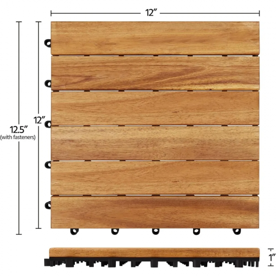 54PCS Acacia Wood Interlocking Flooring Tiles Waterproof Flooring for Outdoor & Indoor Patio,Balcony,Garden,Poolside,1