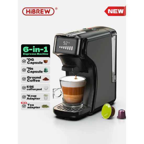 HiBREW 6in1 Capsule Coffee Machine Hot/Cold Multiple Espresso Cafetera Cappuccino Coffee Maker Dolce Gusto Nespresso Powder H1B